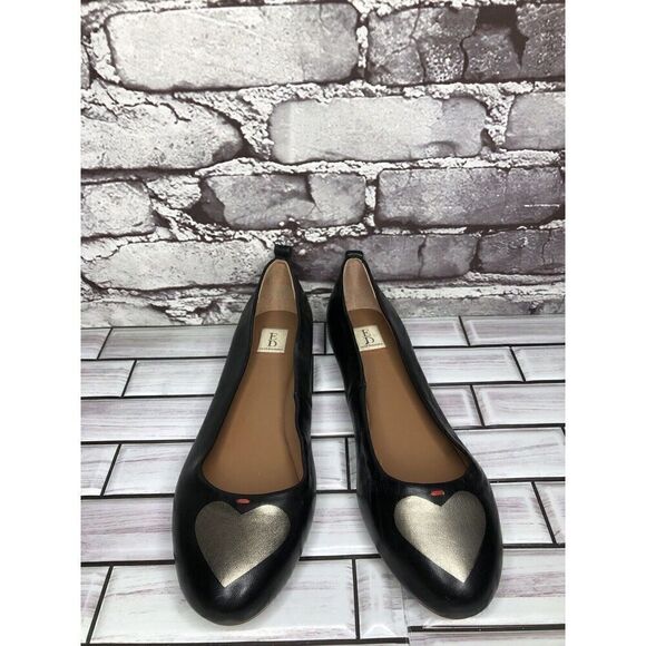ED Ellen Degeneres Black Leather Lyssa Heart Ballet Flats Women Sz 7W US/37EU - Picture 4 of 16